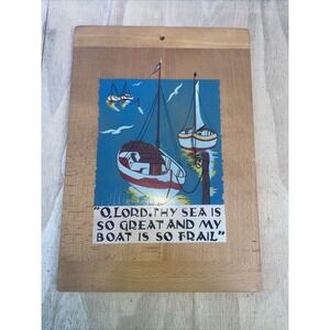 Vintage Nevco Wood Products Cutting Board Fisherman's Prayer 13.75" X 9.5"